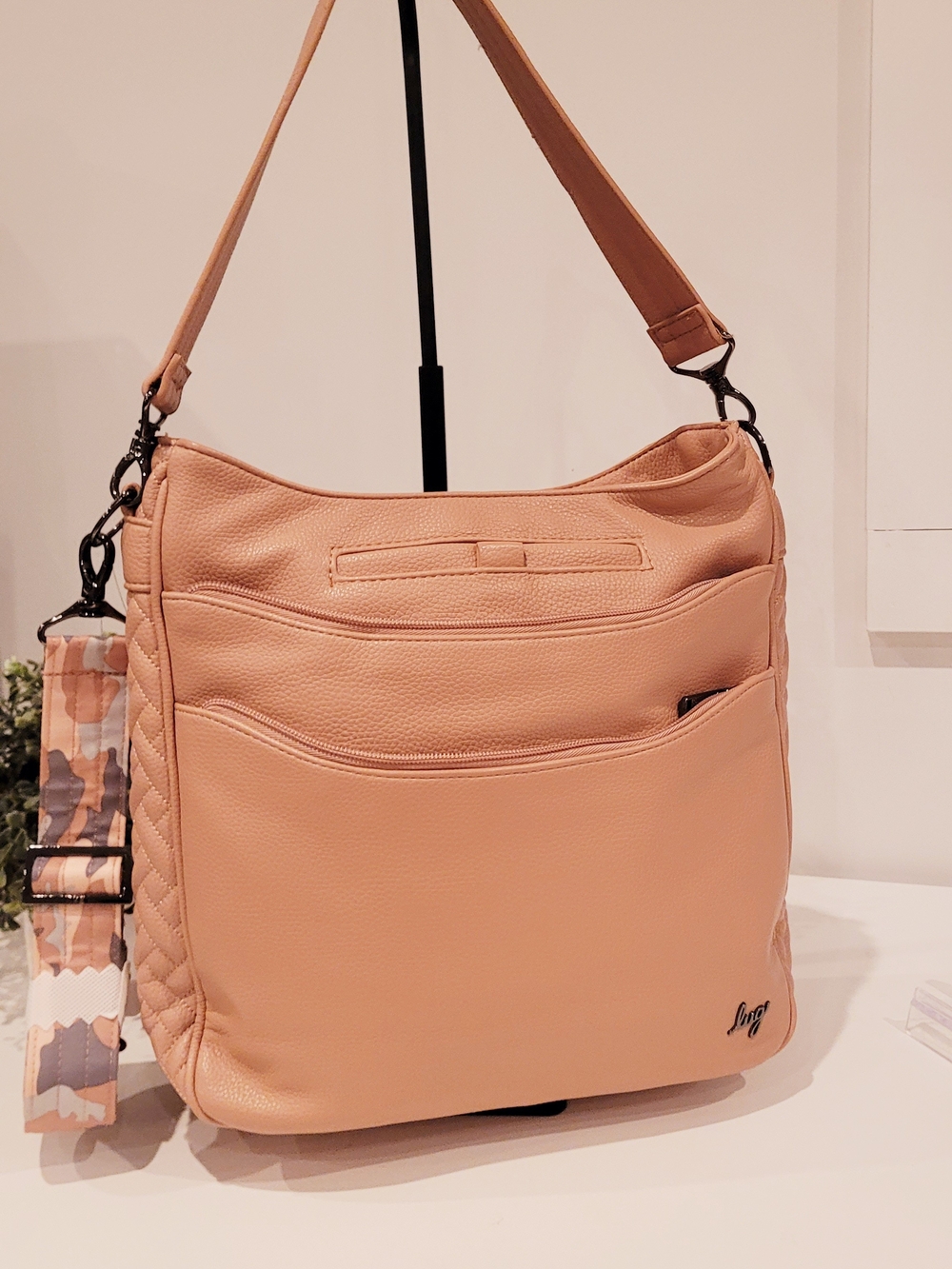 Lug Peach  Shoulder Bag with Detachable Patterned Strap NWOT